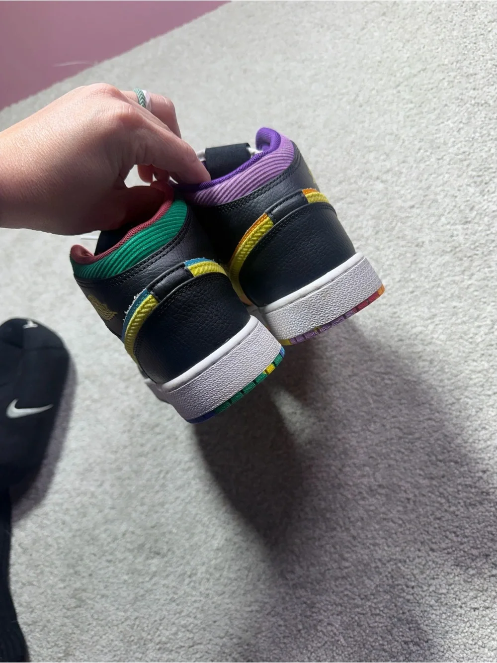 Kids Multicolor Athletic Sneakers with Yellow Swoosh